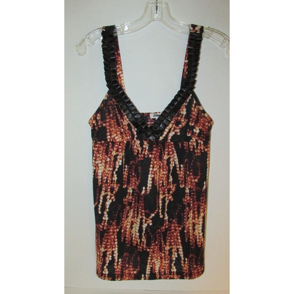 Women's Silence + Noise black bead strands print M sleeveless blouse top Medium